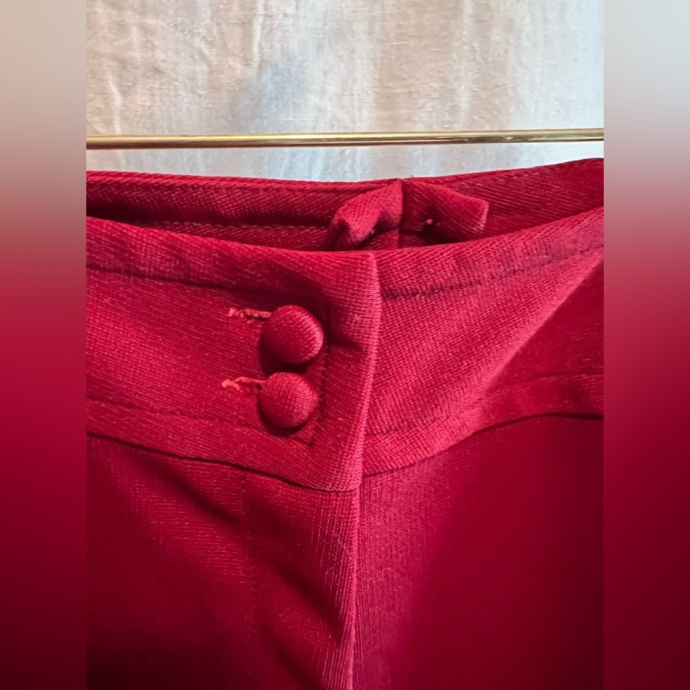 Vintage Elegant Red Wide Leg Trousers with White Embroidery - Picture 8 of 14